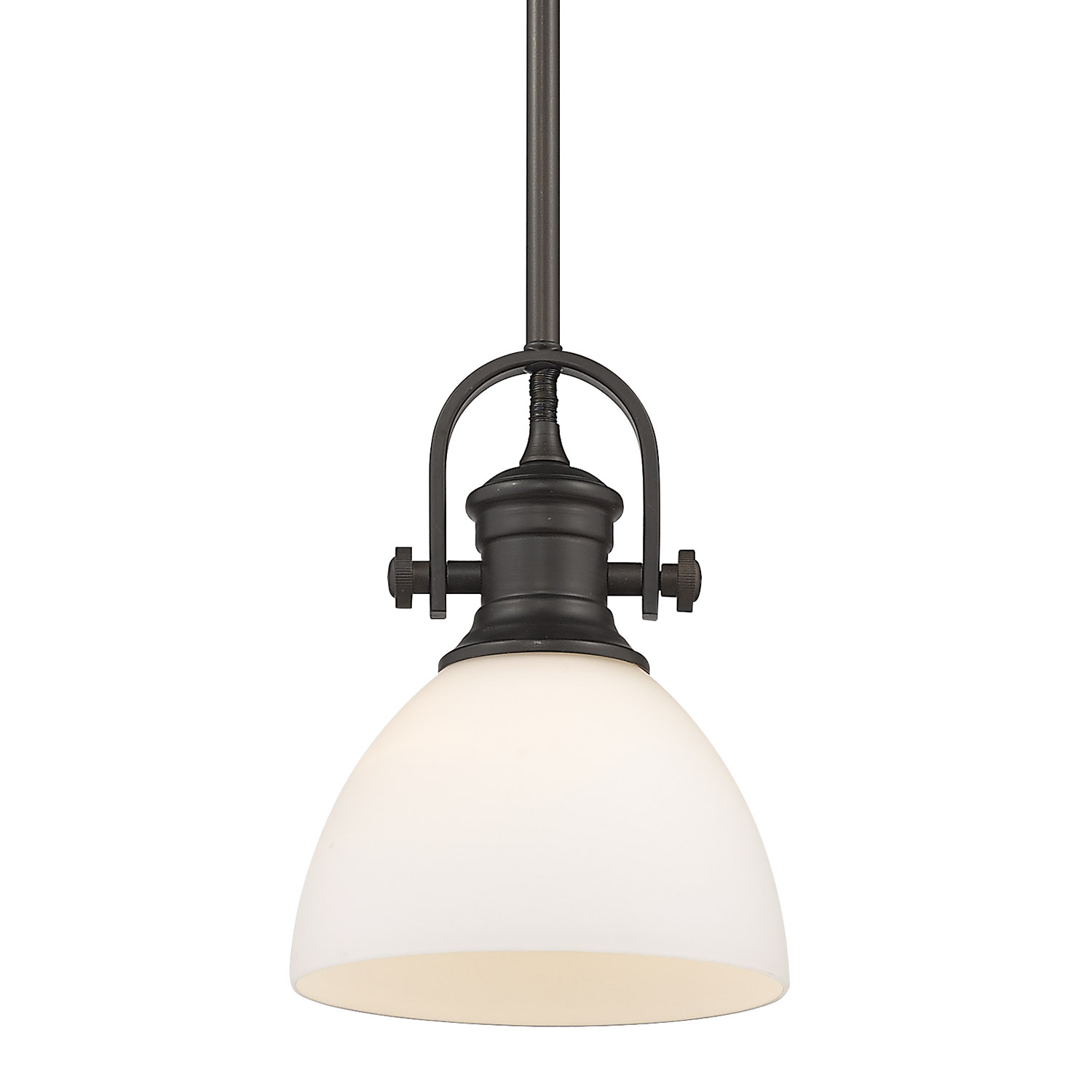 Golden Lighting-3118-M1L RBZ-OP-Hines - 1 Light Pendant-9.13 Inches Tall and 6.88 Inches Wide Rubbed Bronze Opal Black Finish